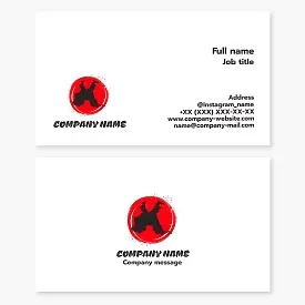 Martial arts business card template. Judo. Sambo. Japanese martial arts.