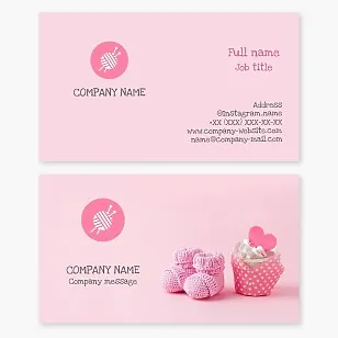Knitting business card template. Yarn, knitting needles.