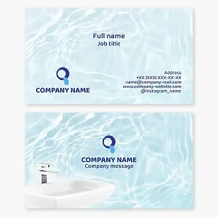 Business card template. Plumber. Plumbing store. Letter O, Q.