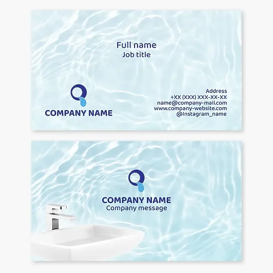 Business card template. Plumber. Plumbing store. Letter O, Q.