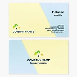 Business card template. Landscaping of courtyards and streets. Green spaces near the house.