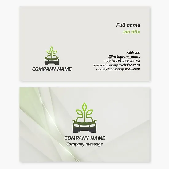 Business card template "Eco-friendly car. Electric car. Electric car showroom."
