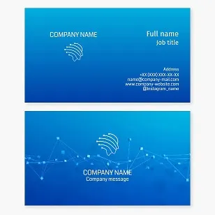 Business card template. Digital company. Profile of a person with an electronic circuit board.