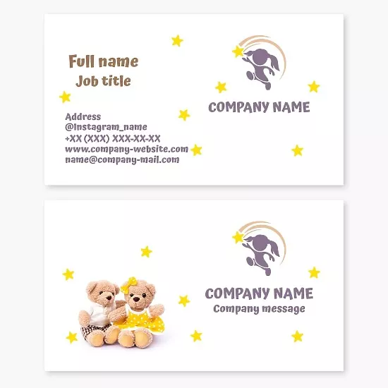 Children's toys and development. Business Card Template