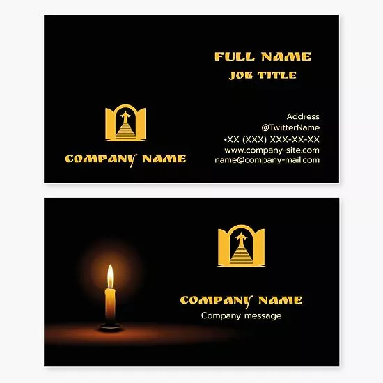 Black and Yellow Business Card Template with Candle 