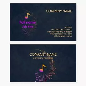 Business card template. Music. Musical note. Synthesizer diagram. Sound level scale.
