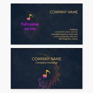 Business card template. Music. Musical note. Synthesizer diagram. Sound level scale.