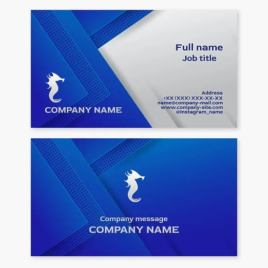 Business card template. Seahorse. A symbol of good luck and protection, the element of water, magic and mystery, partnership and loyalty. Sports brand for a water sports team.