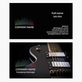 Electric guitar, music business card template.