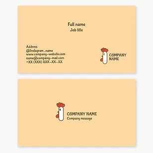 Business card template with a chicken logo. Broiler production. Poultry meat. Chicken meat. Poultry farming. Hatching eggs. Cafe, restaurant.