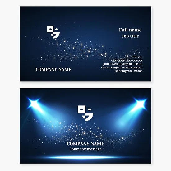 Business card template. Theater. Masks.