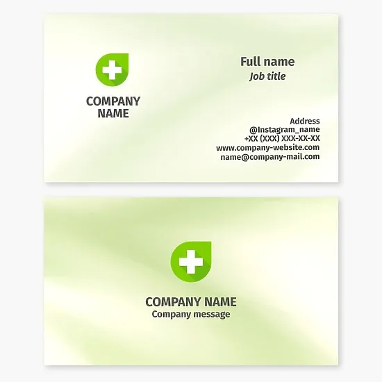 Medical business card template for healthcare. Pharmacy with natural medicines.