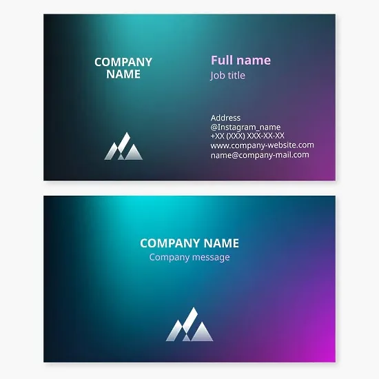 Business card template. Abstract. Mountains. Increase, growth. Growth chart. Marketing agency.