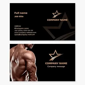 Fitness club business card template. Star.