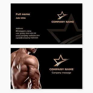 Fitness club business card template. Star.