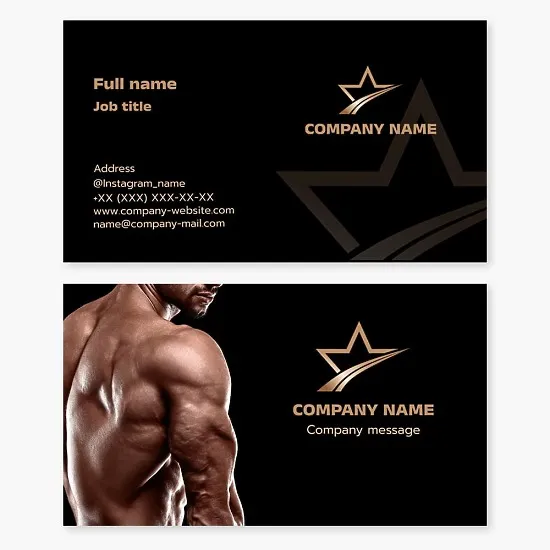 Fitness club business card template. Star.
