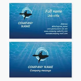 Business card template Seal, sea creatures, oceanarium