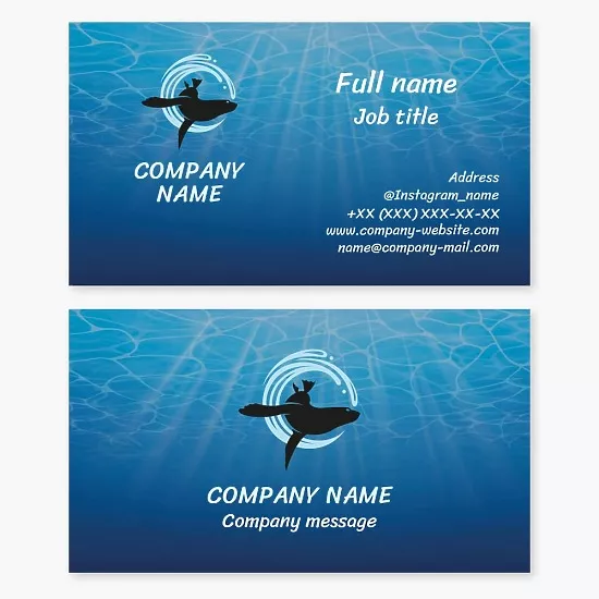 Business card template Seal, sea creatures, oceanarium