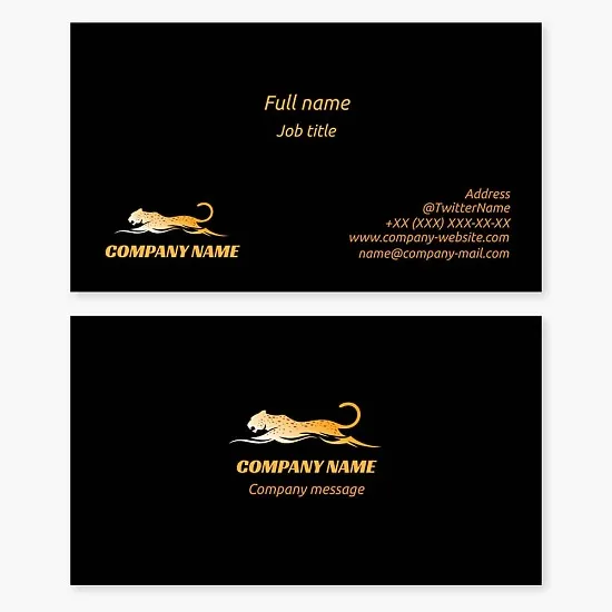 Business card template: jaguar, speed.