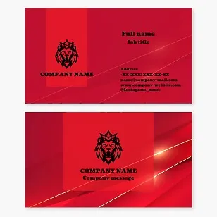 "Royal Lion" business card template. Roaring lion, crown. Abstract. Symbol of power, strength, courage, leadership, determination, and nobility.