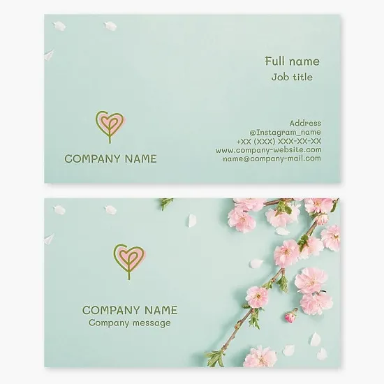 Floral business card template. Flower shop. Event florist services.