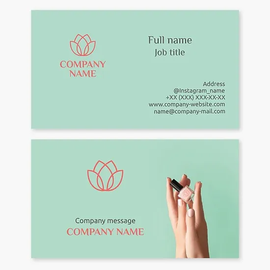 Business card template Nails, Nail service, Manicure tools and materials