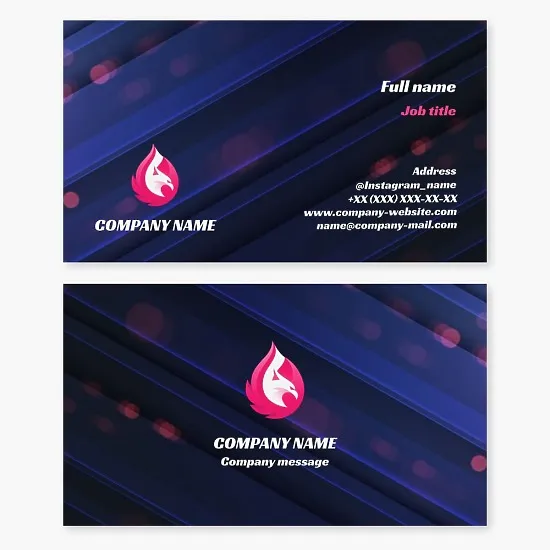 Business card template "Fire. Phoenix bird". Symbol of rebirth, renewal, immortality, strength of spirit, victory over death and new beginnings.