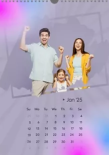 Best Family calendar template with light rays and colorful light spots