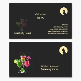 Bar | Bartender | Cocktails & Alcoholic Beverages | Black Cat | Business Card Template