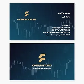 Candlestick Chart Design | Stock Market | Letter F | Up Arrows | Financial Business Card Template