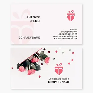 Gift Box | Love | Roses | Pink Business Card Template | Gift Shop | Holiday Gift Wrapping