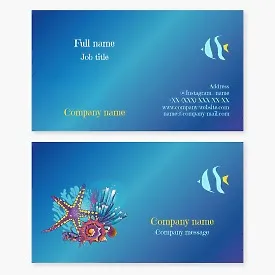 Business card template Sea creatures. Aquarium