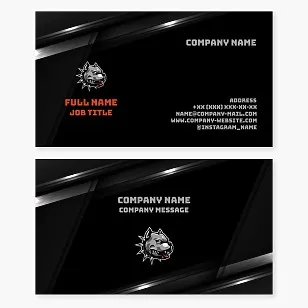 Business card template with a bulldog logo. Dog breeder. Sports team.