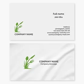 Eco Cutlery Logo Business Card Template. Organic Products & Food.
