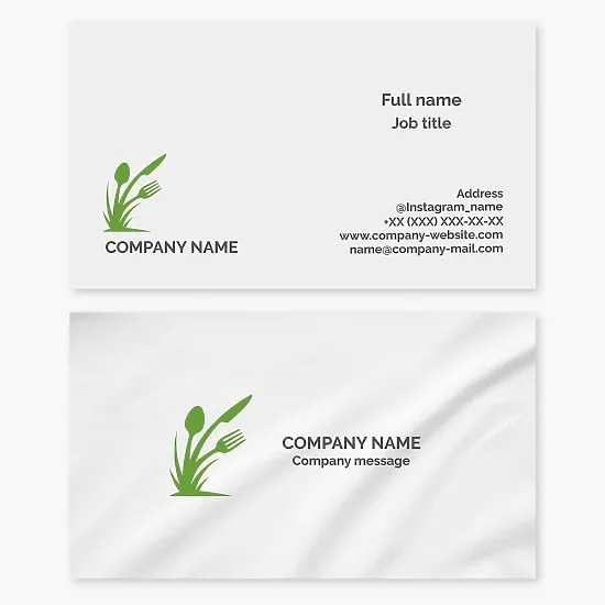 Eco Cutlery Logo Business Card Template. Organic Products & Food.
