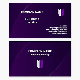 Business card template. Tower, shield. Real estate. Letter U.