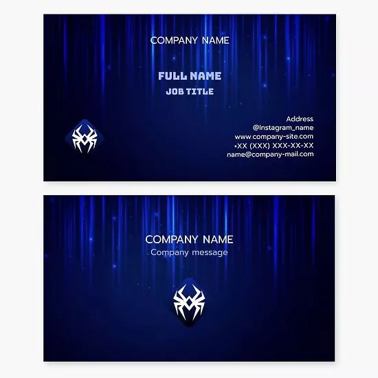 Blue Business Card Template with Spider Logo