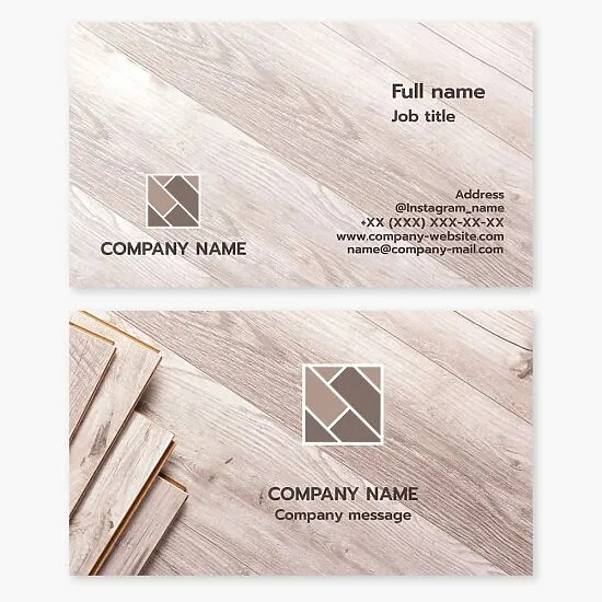 Business card template for flooring. Laminate, Parquet board, Parquet.