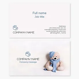 Business card template. Products for children and newborns.