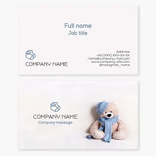 Business card template. Products for children and newborns.
