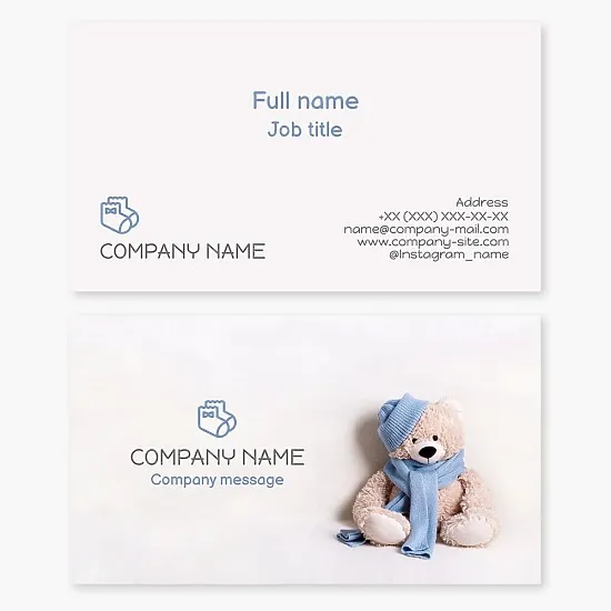 Business card template. Products for children and newborns.
