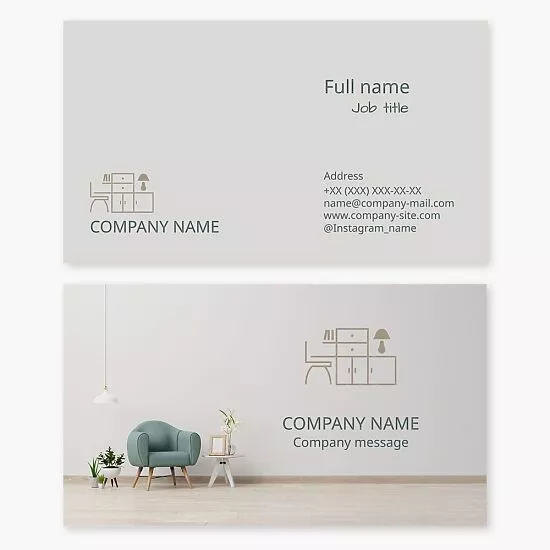 Business card template. Furniture and accessories for home and office.