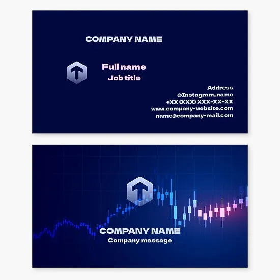 Business card template for financial services Graph Index. Forex market. Exchange. Broker. Vector of development and financial success.