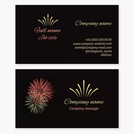 Business card template Salute, fireworks