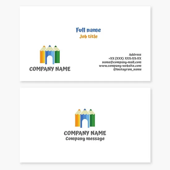 Business card template. Children's art school. Child development center.