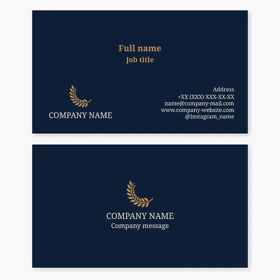 Business card template. Abstract. Wreath branch. Award production.