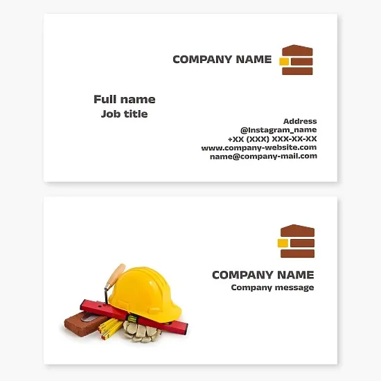Mason business card template. Construction company.
