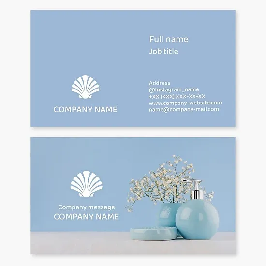 Business card template. Household goods. Personal care products. Toiletries.