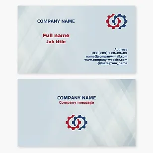 Business card template for a mechanical engineering company.