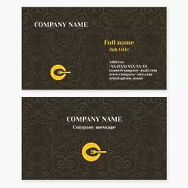 Business card template. Cafe, restaurant. Spoon, fork. Letter C.